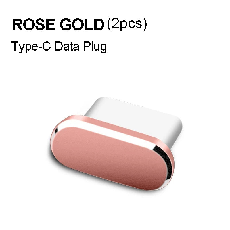 Metal Type-C Dust Plugs for Smartphones (2 Pack)