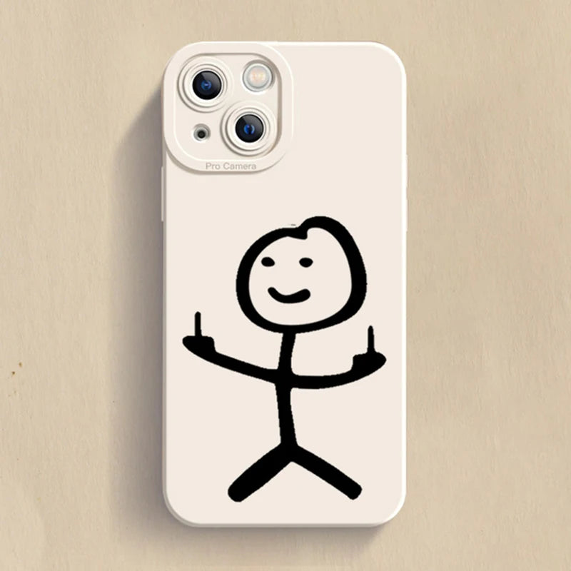 Cartoon Matchman Matte Soft Silicone Case For iPhone 15 Plus