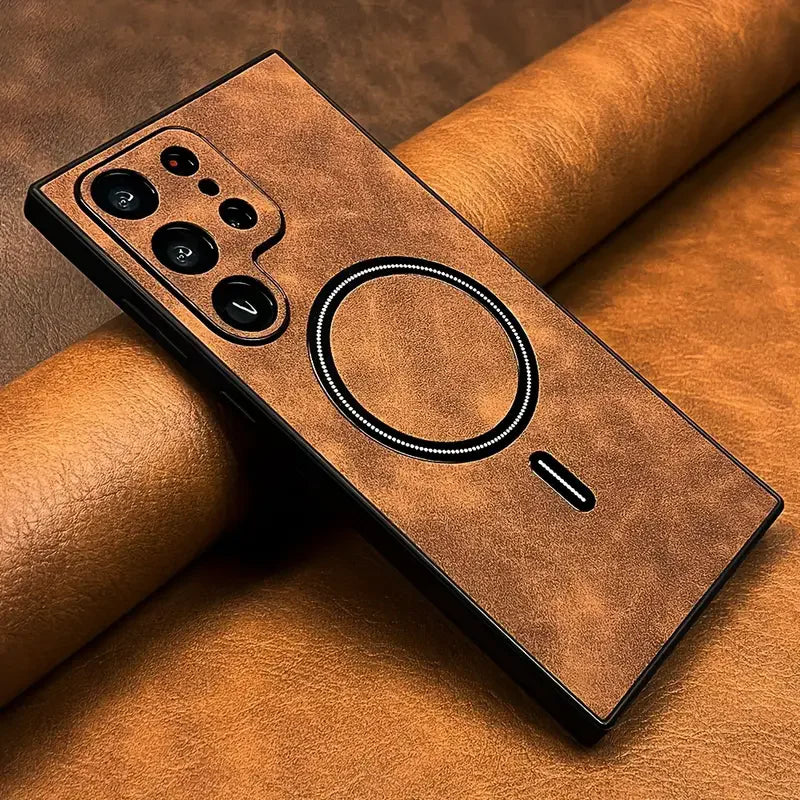 Luxury Leather MagSafe Case for Samsung Galaxy S26 Ultra