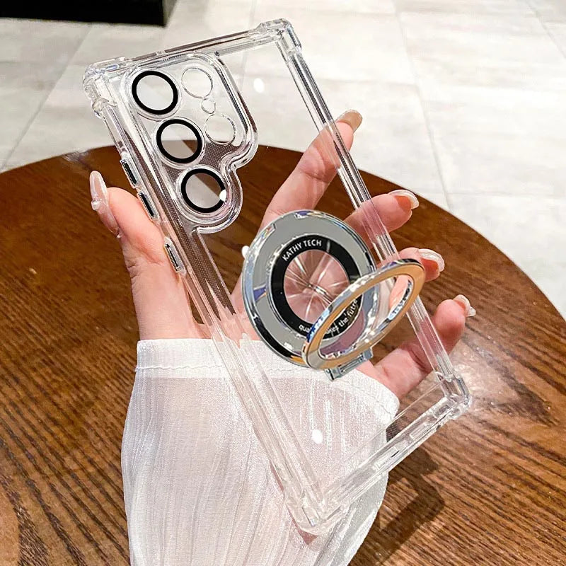 Magnetic Plating Stand Clear Case For Samsung Galaxy Note 10 Plus