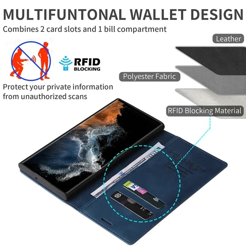 Magnetic Flip Leather Wallet Case for Samsung Galaxy A52S