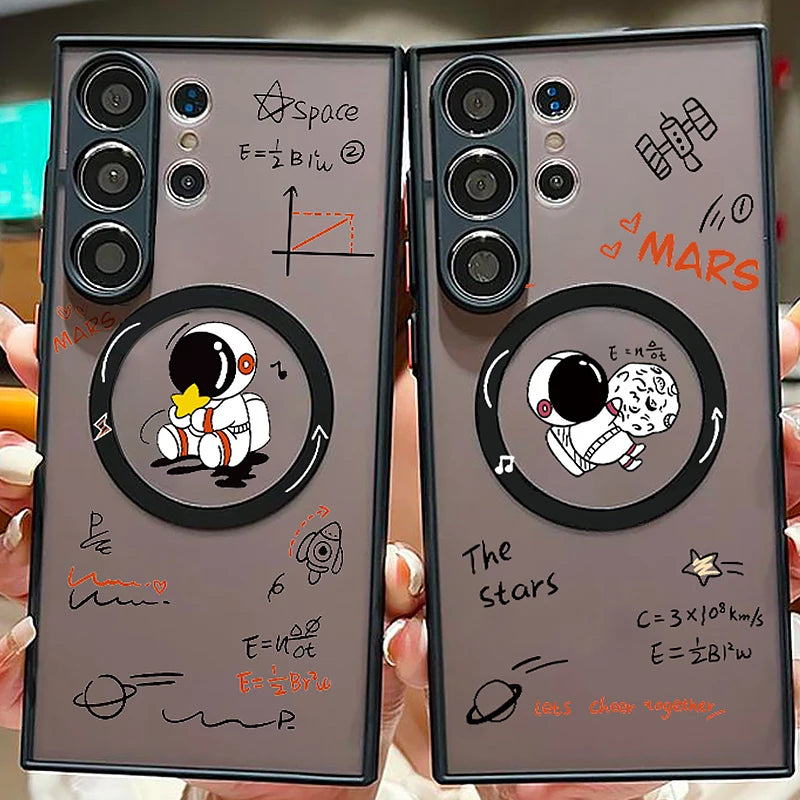 Cartoon Astronaut MagSafe Case For Samsung Galaxy S24 Ultra