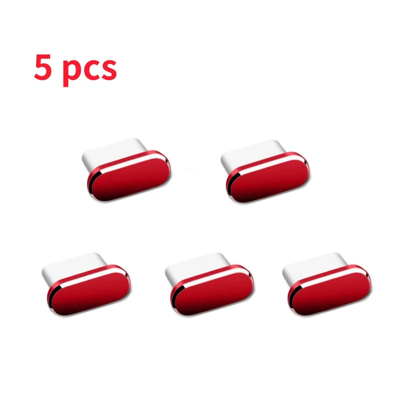 Metal Type-C Dust Plugs for Smartphones (5 Pack)