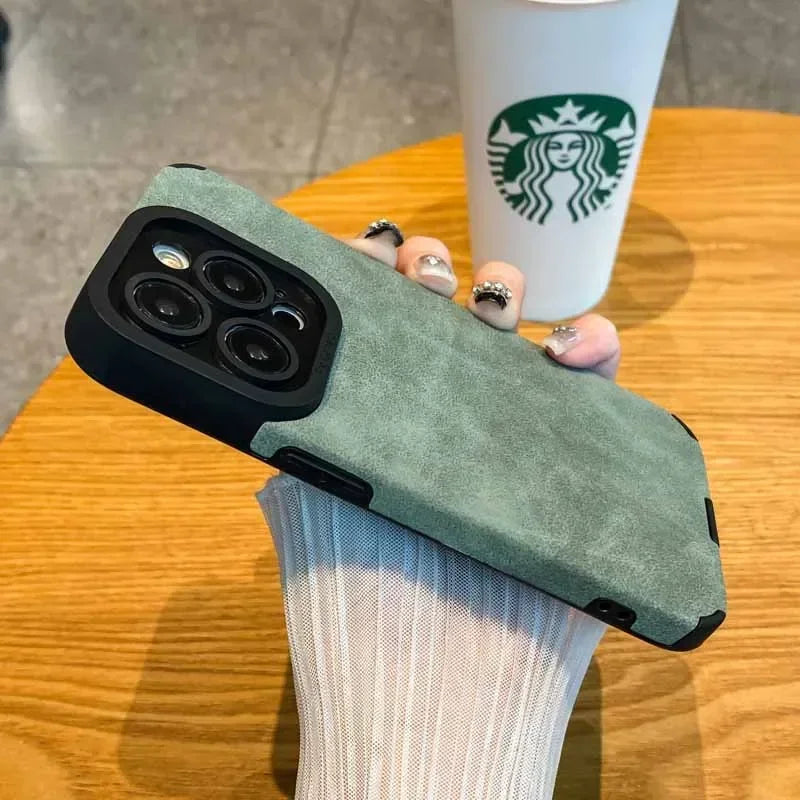 Fur Leather Case for iPhone 15