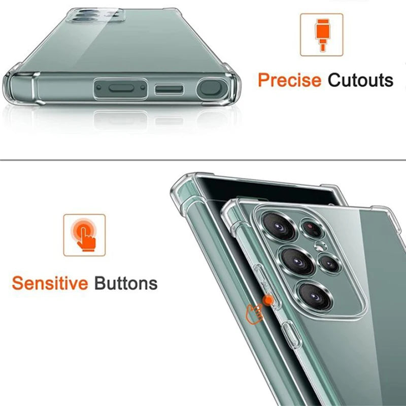 Soft Silicone Clear Phone Case For Samsung Galaxy S24 Ultra