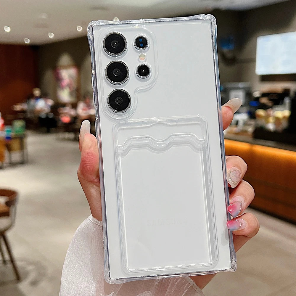 Clear Wallet Card Holder Case For Samsung S22