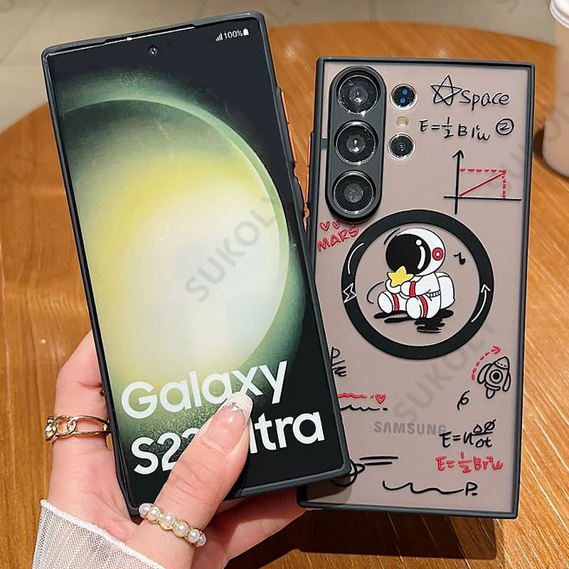 Cartoon Astronaut MagSafe Case For Samsung Galaxy S25 Plus