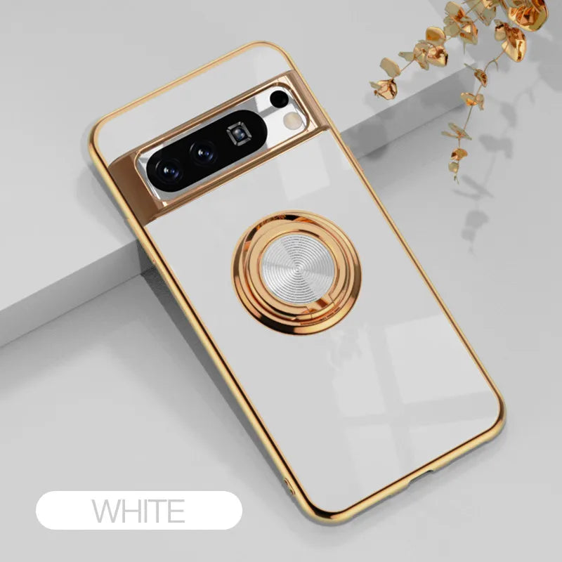 Flexible Shockproof Plating Ring Holder Case for Google Pixel 8 Pro