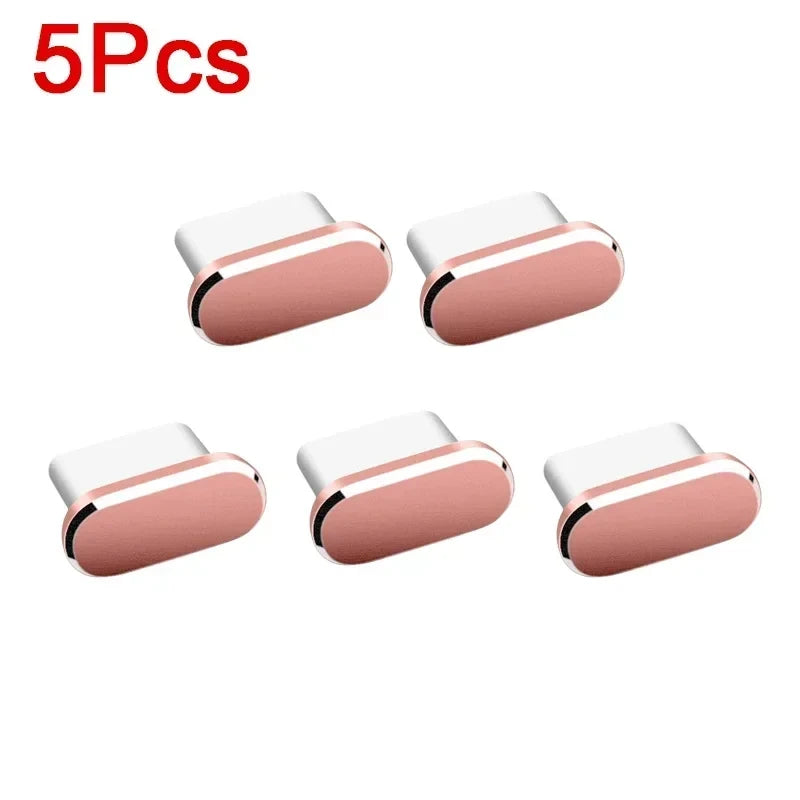 Metal Type-C Dust Plugs for Smartphones (5 Pack)