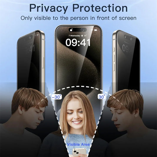 Anti-Spy Privacy Screen Protector + Camera Lens Film For iPhone 16 (2 Pack)