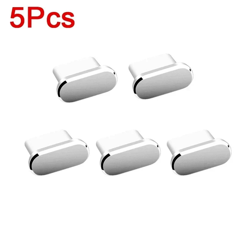 Metal Type-C Dust Plugs for Smartphones (5 Pack)