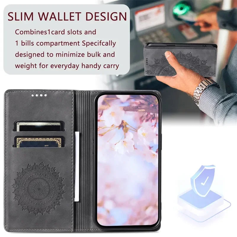Magnetic Flip Leather Wallet Case For Samsung Galaxy S24 Plus