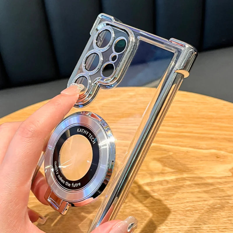 Magnetic Plating Stand Clear Case For Samsung Galaxy Note 10