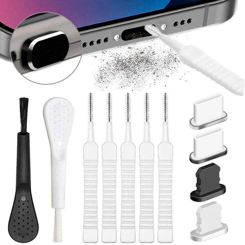 Charging Port Dust Plug with Cleaning Brush USB-C