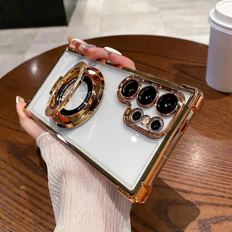 Magnetic Plating Stand Clear Case For Samsung Galaxy Note 10