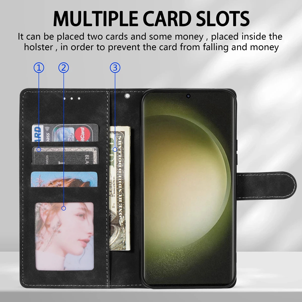 Magnetic Flip Leather Wallet Case for Samsung Galaxy S25 Plus