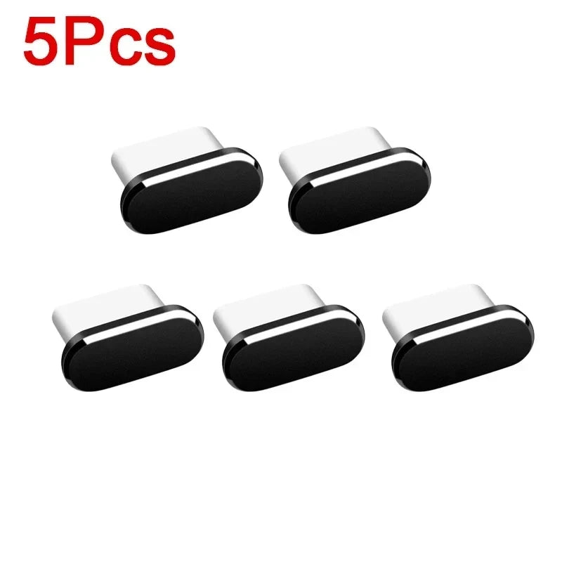 Metal Type-C Dust Plugs for Smartphones (5 Pack)