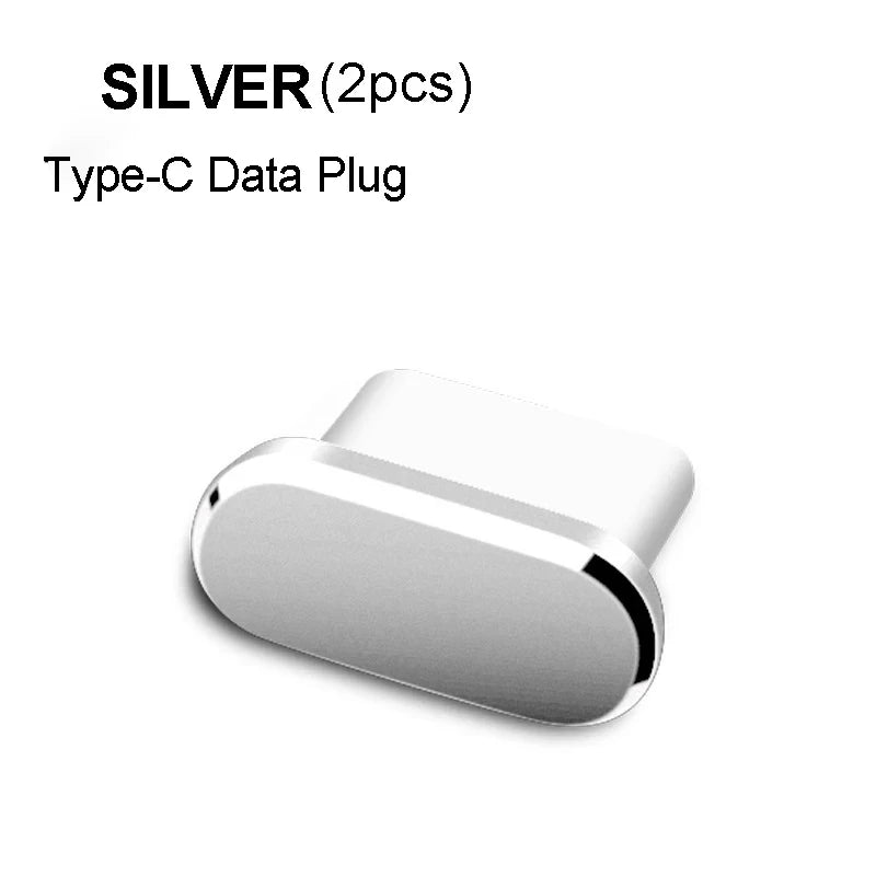 Metal Type-C Dust Plugs for Smartphones (2 Pack)
