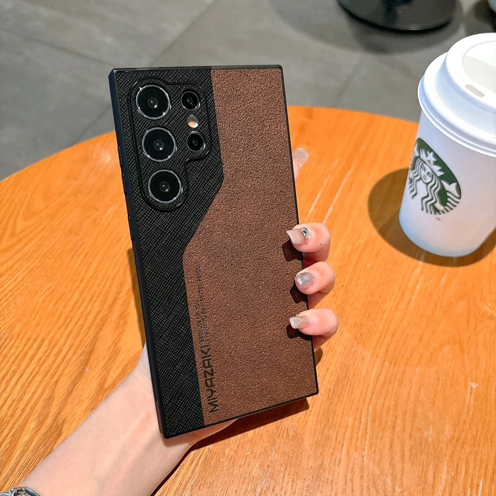 Matte Leather Shockproof Cover For Samsung Galaxy S25 Plus