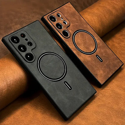 Luxury Leather MagSafe Case for Samsung Galaxy S26