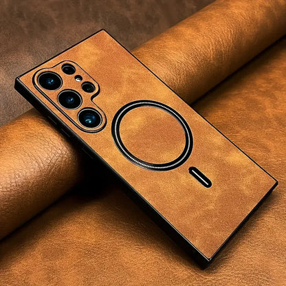 Luxury Leather MagSafe Case for Samsung Galaxy S26