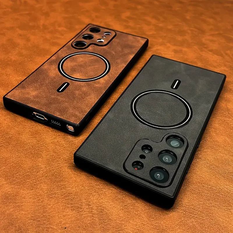 Luxury Leather MagSafe Case for Samsung Galaxy S26 Plus