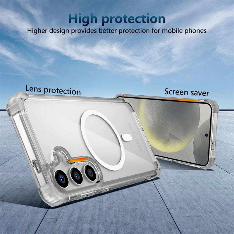 Shockproof Armor Transparent MagSafe Case for Samsung Galaxy S26 Plus