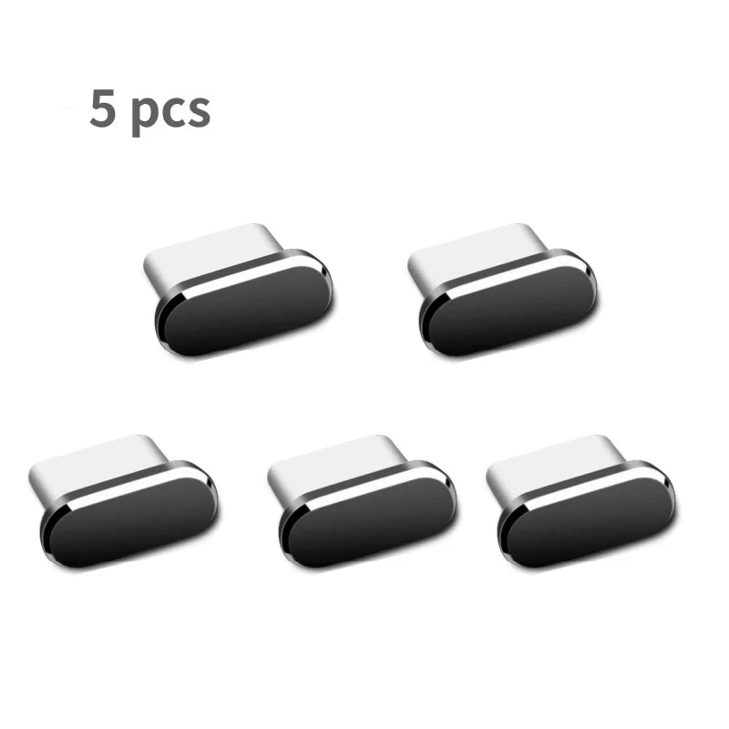 Metal Type-C Dust Plugs for Smartphones (5 Pack)