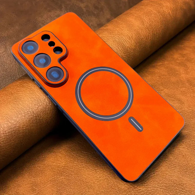 Luxury Leather MagSafe Case for Samsung Galaxy S26