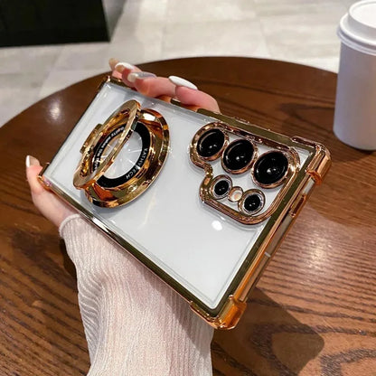 Magnetic Plating Stand Clear Case For Samsung Galaxy Note 10