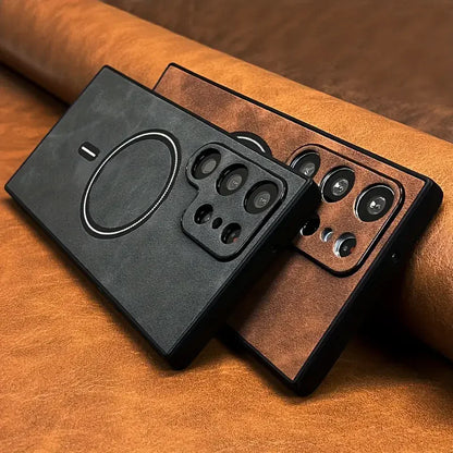 Luxury Leather MagSafe Case for Samsung Galaxy S26