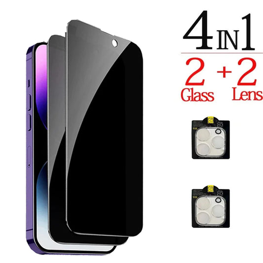 Anti-Spy Privacy Screen Protector + Camera Lens Film For iPhone 12 Pro (2 Pack)